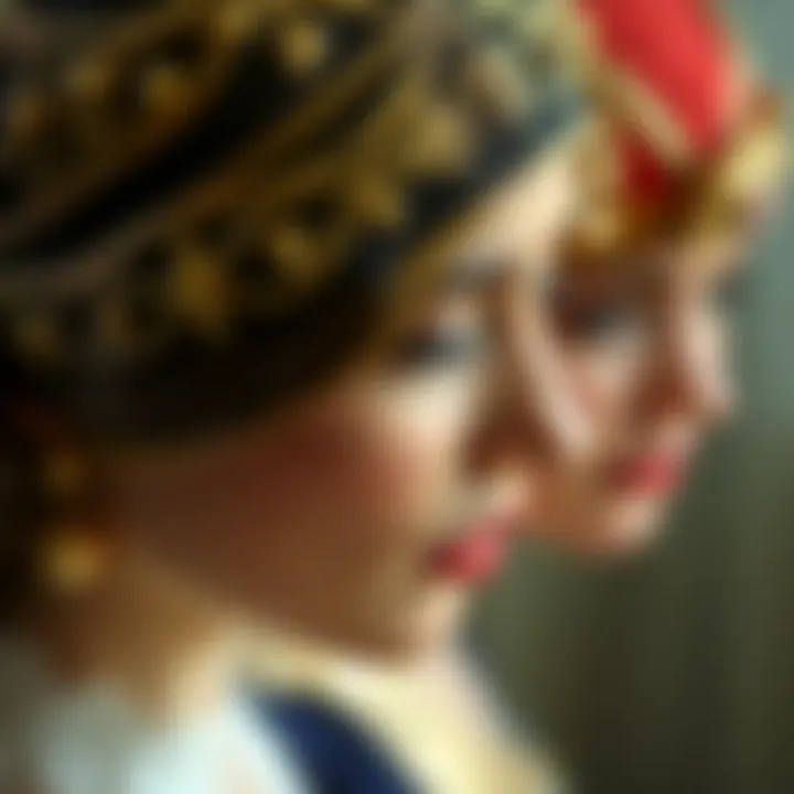A close-up of intricate 1920s headband designs