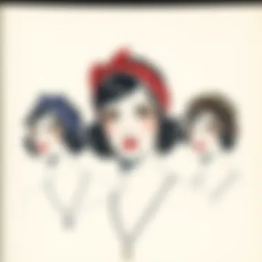 A fashion illustration showcasing various headband styles from the 1920s