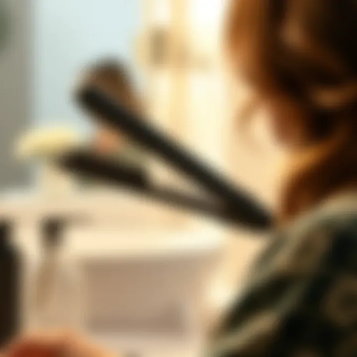 Compact battery-operated hair straightener in a stylish setting