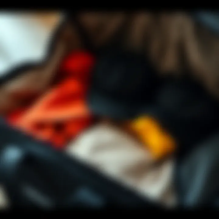 Organized contents inside a garment bag