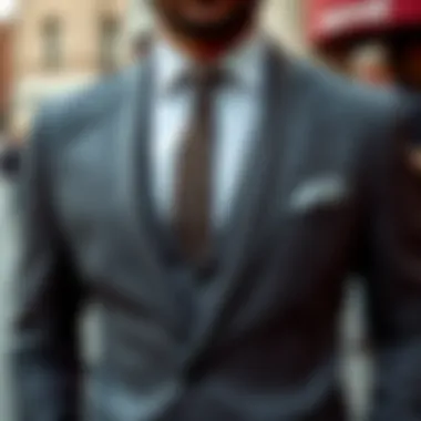 A stylish gray vested suit accessorized with a sophisticated tie and pocket square.