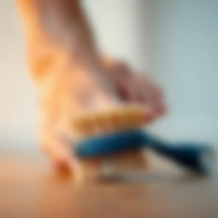Foot brush close-up for seniors