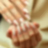 Elegant display of nude acrylic nails showcasing various shades and finishes