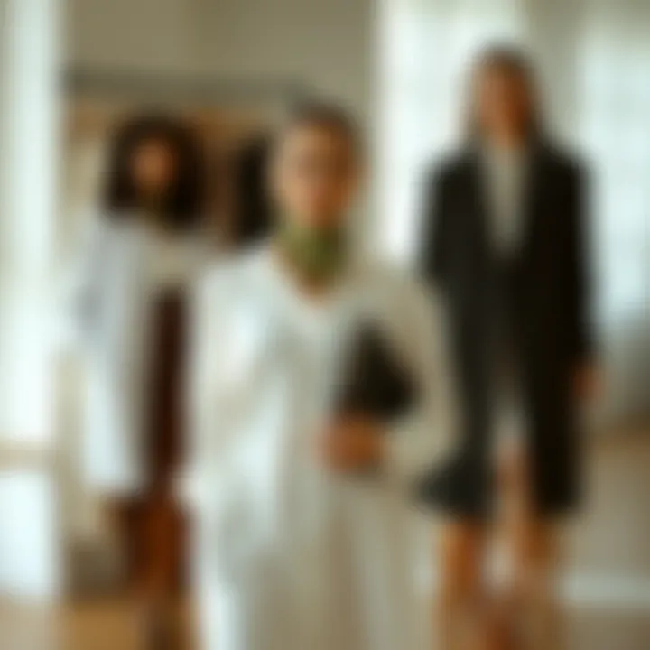 Versatility in Style: Different Ways to Wear the Long White Blouse Various styling options for the long white blouse in a chic wardrobe