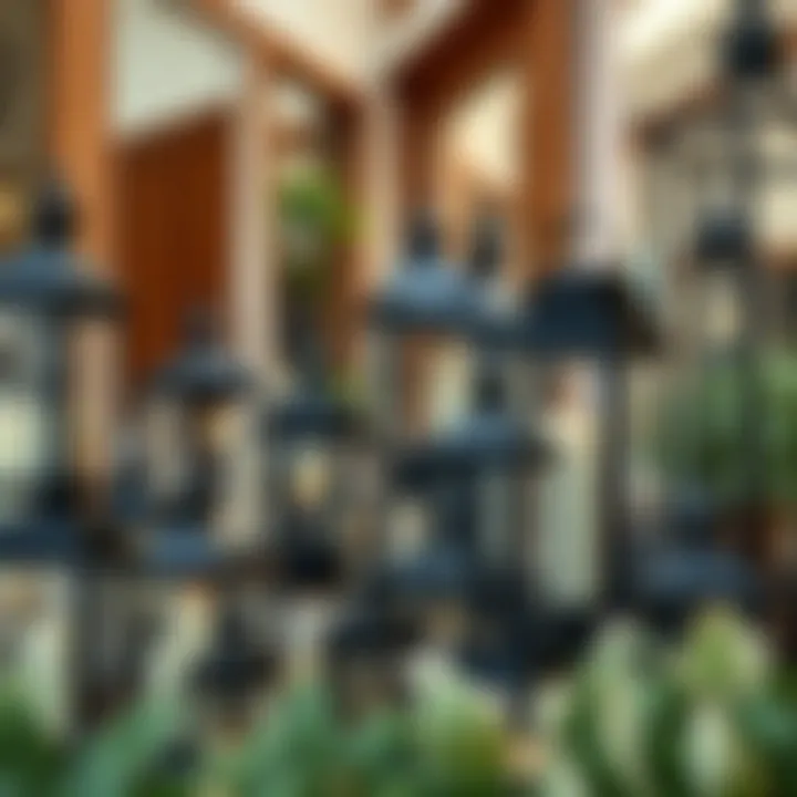 Aesthetic arrangement of various black farmhouse lanterns in diverse settings