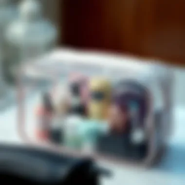 An organized PVC toiletry bag showcasing compartments and accessories