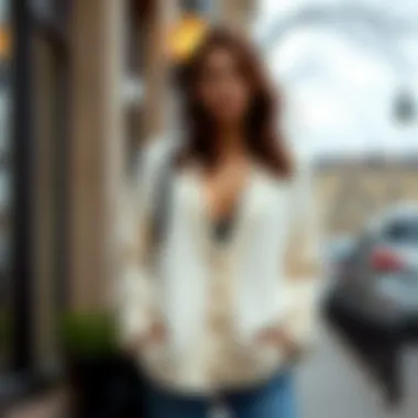 Stylish outfit featuring an oversized cream cardigan