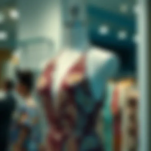 Elegant paisley halter dress displayed on a mannequin