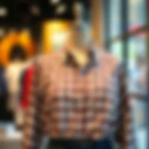 A stylish plus size gingham shirt displayed on a mannequin
