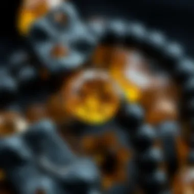 Textures and Colors of Black Tourmaline and Citrine Close-up of the unique textures and colors of black tourmaline and citrine gemstones