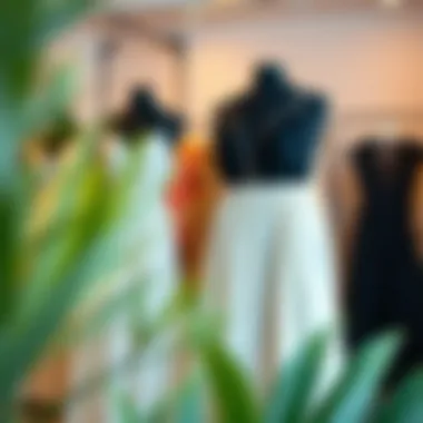 Sustainable fashion options for midi dresses showcased in a display