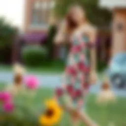 A vibrant floral midi dress perfect for summer outings