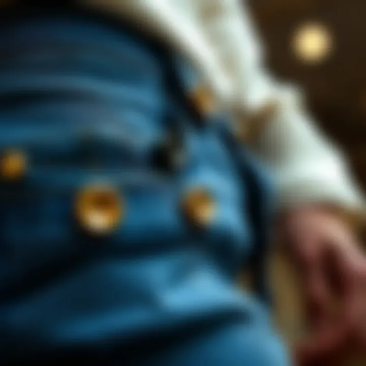 Fashionable jeans featuring modern button pin designs