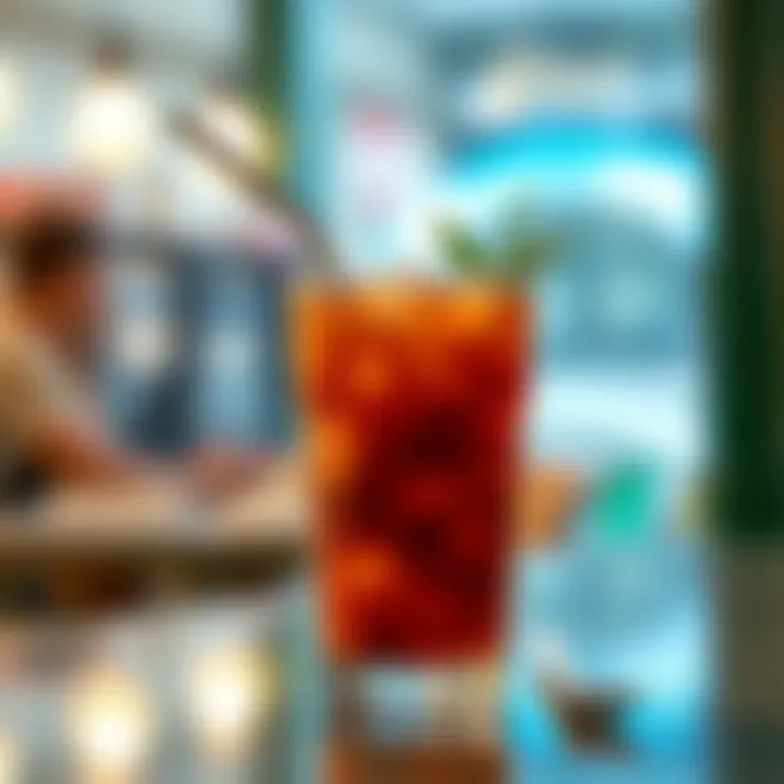 A refreshing drink with a stainless steel straw