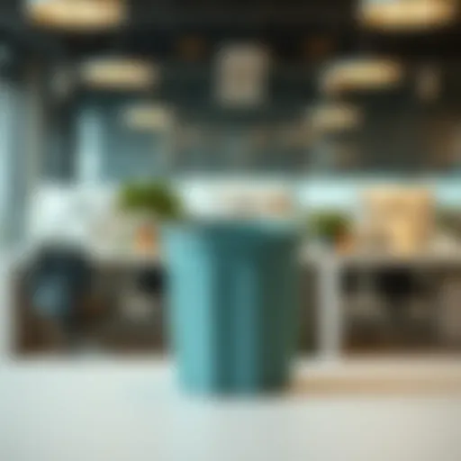 Compact plastic waste basket in a modern office setting