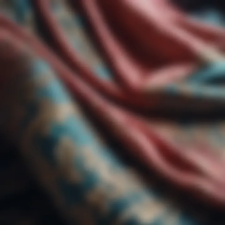 Close-up of silk fabric with intricate patterns