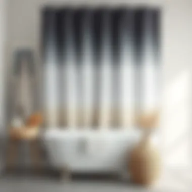 Bathroom accessories beautifully complementing a grey ombre shower curtain