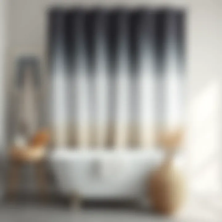 Bathroom accessories beautifully complementing a grey ombre shower curtain