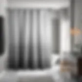 Elegant grey ombre shower curtain displayed in a stylish bathroom setting