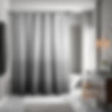 Elegant grey ombre shower curtain displayed in a stylish bathroom setting