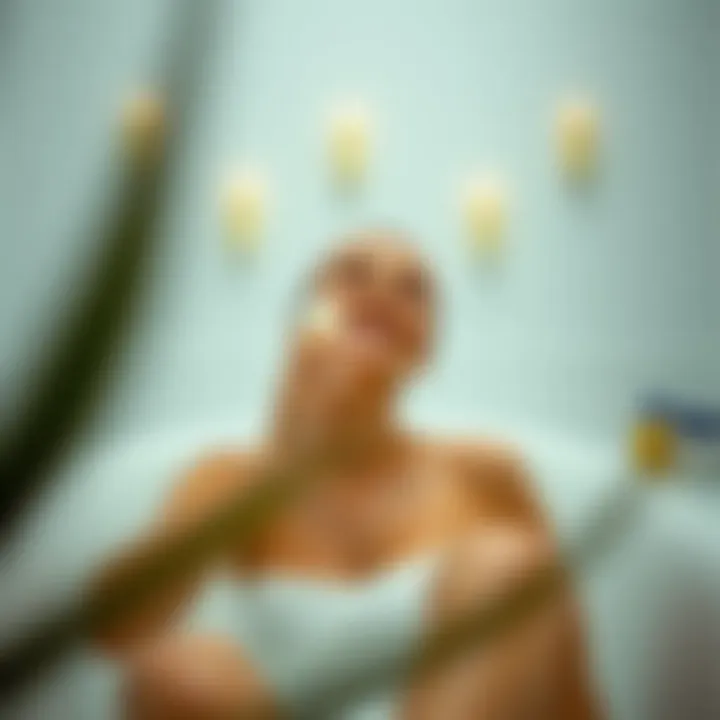 Incorporating the Bath Brush into Wellness Routines Illustration of a person enjoying a wellness routine utilizing a stiff bristle bath brush