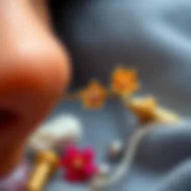 Close-up of materials used in flower nose studs