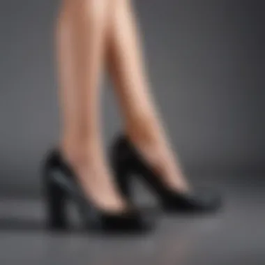 Eco-Conscious Mary Jane Pumps Eco-conscious display featuring sustainable black Mary Jane pumps with chunky heels