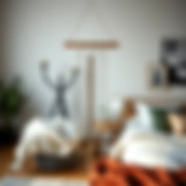 Necklace hanger integrated into a modern bedroom decor setting
