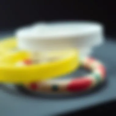 A close-up view of eco-friendly materials used in crafting pop wristbands.