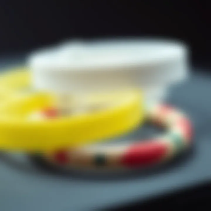 A close-up view of eco-friendly materials used in crafting pop wristbands.