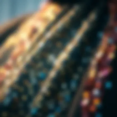 Close-up of a sustainable fabric adorned with sequins