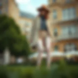 Elegant display of white polka dot tights paired with a chic outfit