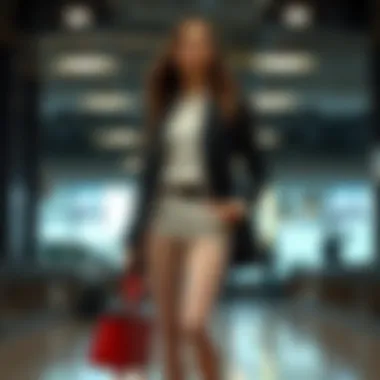 Fashion-forward look featuring white polka dot tights in a modern setting