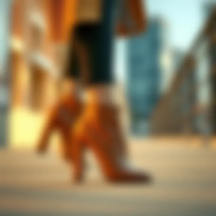 Fashion Fusion with Thick Heel Shoes Fashionable thick heel shoes paired with trendy outfit