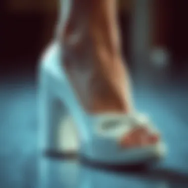 Artistry in Thick Heel Shoe Design Close-up of a closed toe thick heel shoe with unique design
