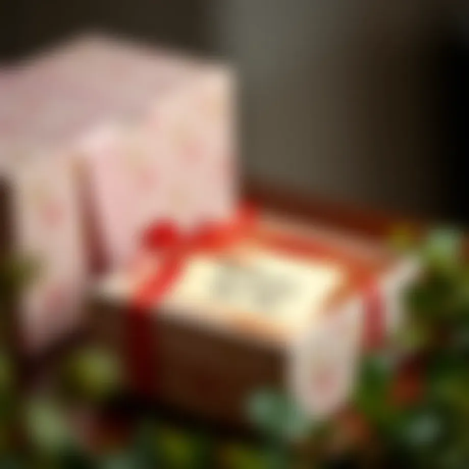 A beautifully wrapped gift box with a thank you note
