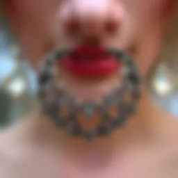Elegant titanium septum jewelry showcasing intricate design