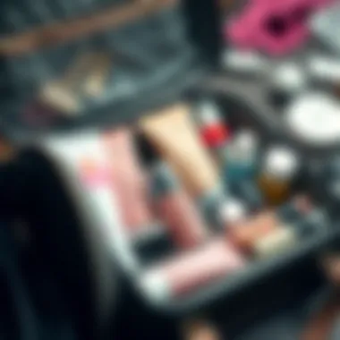 Organizing beauty products in a travel case