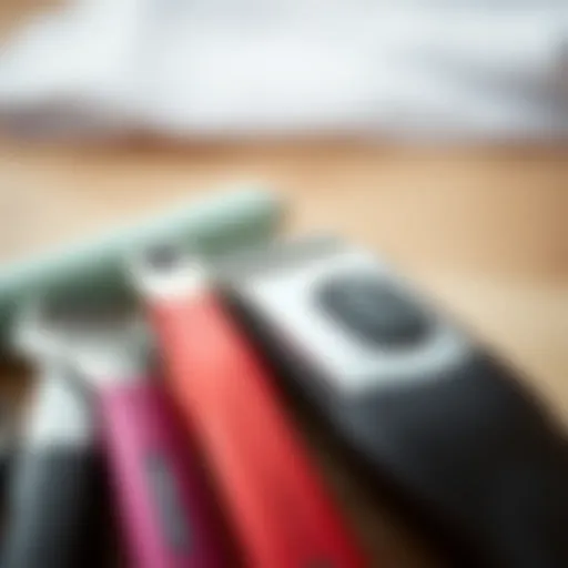 Close-up of trimming tools for armpit hair care