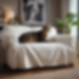 Elegant anti cat couch cover in a modern living room
