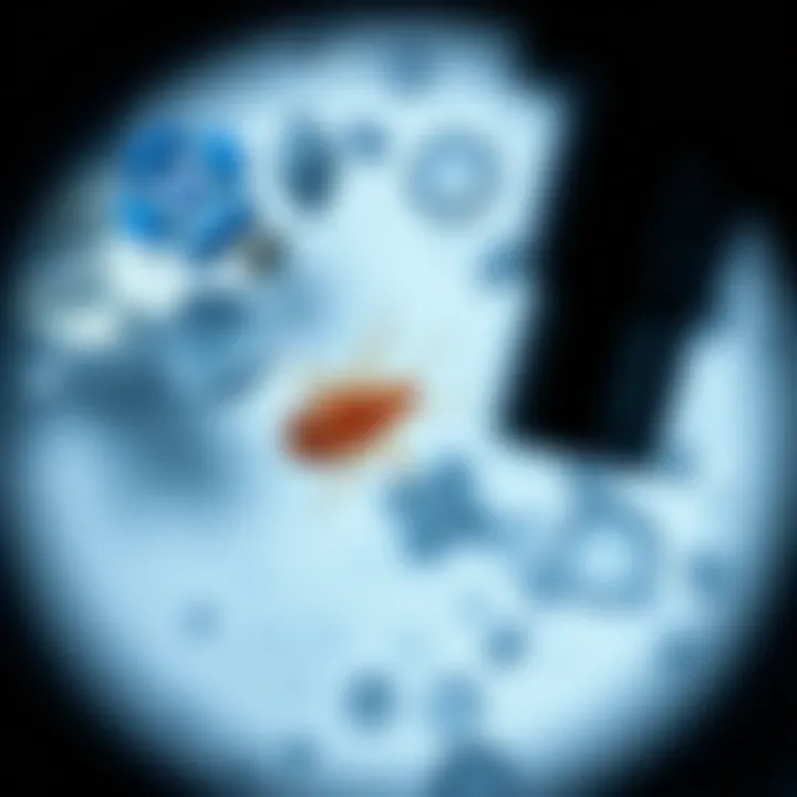 Close-up of dust mites under a microscope