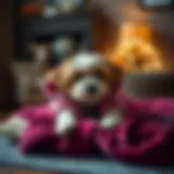 Cozy microfibre dog robe draped over a pet bed