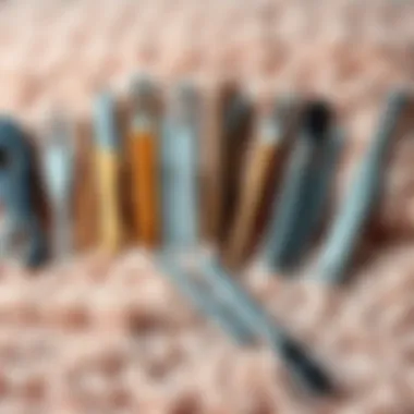 An array of various nail scrapers displayed on a plush background