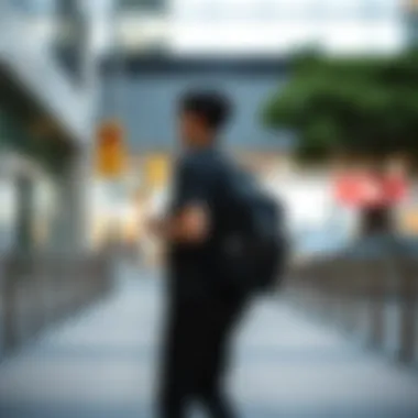 Practical Usage of Commuter Backpacks in Urban Settings An urban professional using a backpack while commuting