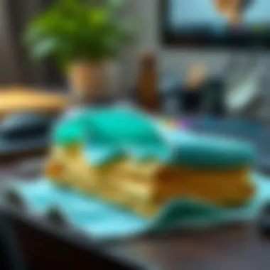 Eco-friendly Microfiber Cloths Environmentally friendly microfiber cloths on a desk