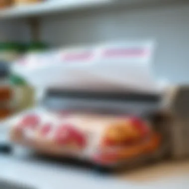 Close-up of a vacuum sealer in action with jumbo bags