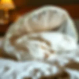 Vacuum storage bag filled with a comforter