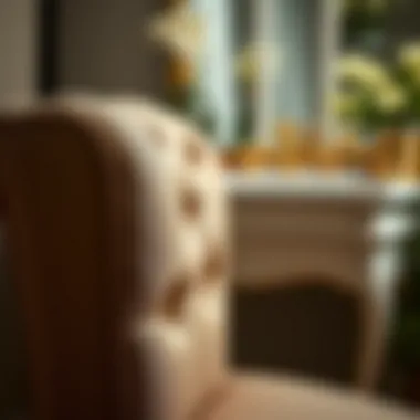 Close-up of luxurious upholstery on a vanity chair for enhanced durability