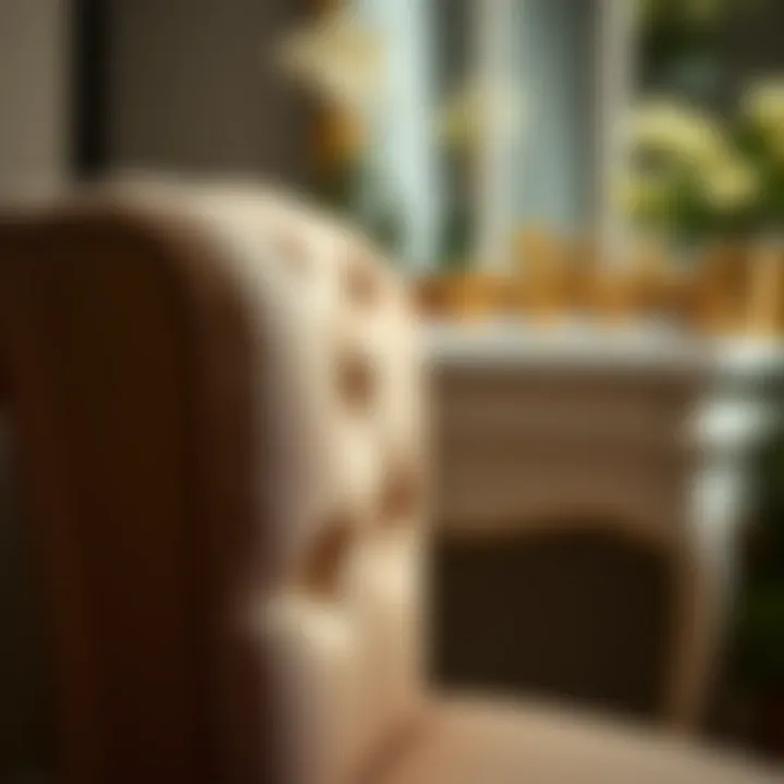 Close-up of luxurious upholstery on a vanity chair for enhanced durability