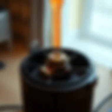 A close-up view of the inner workings of a volcano lamp